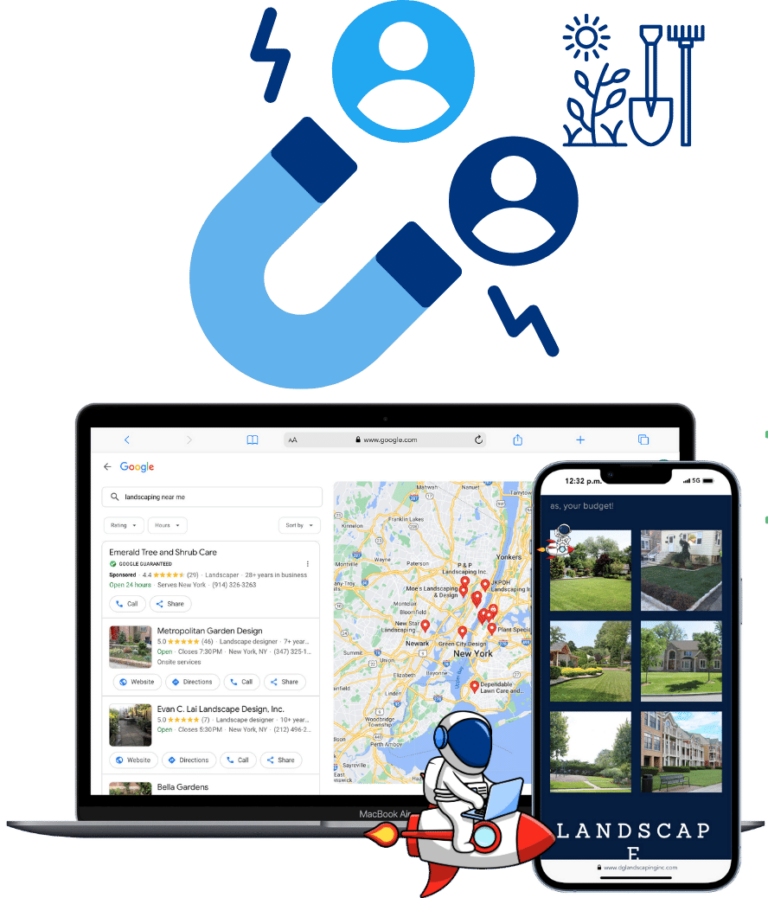 Professional landscaping services shown on local search results